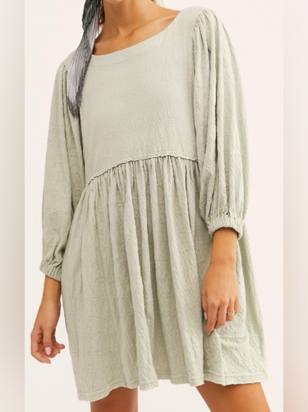 Free People Beach Light Sage Babydoll Midi Dress-Size Small
